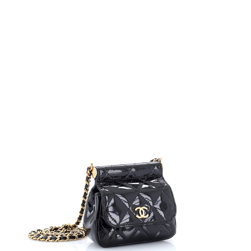 Cc Frame Flap Clutch With Chain Quilted