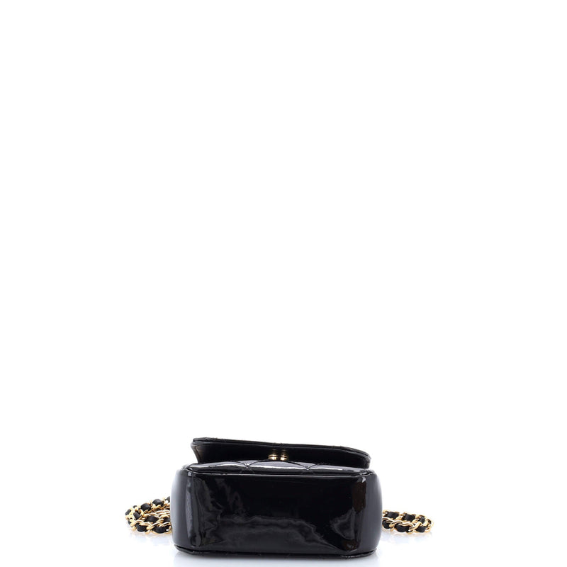 Cc Frame Flap Clutch With Chain Quilted