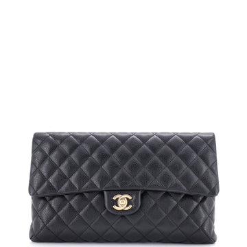 Classic Flap Clutch Quilted Caviar