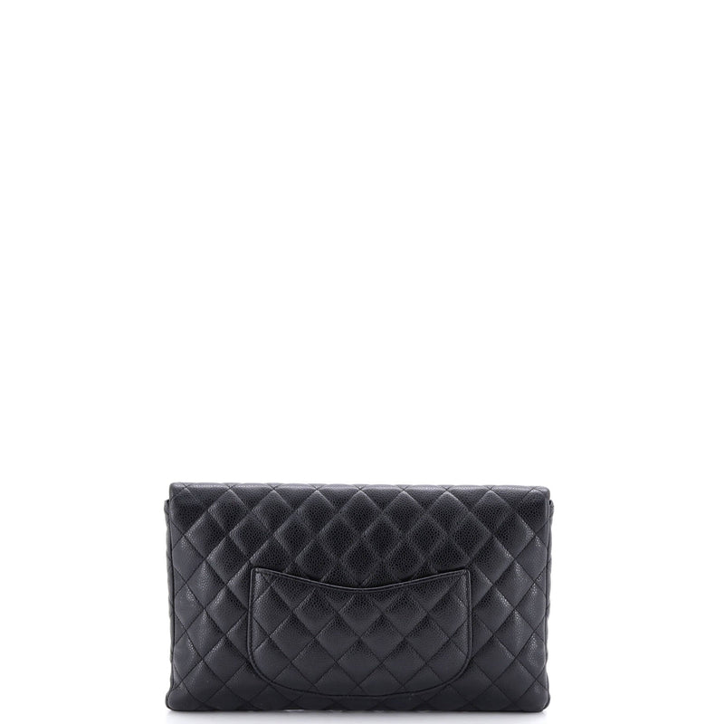 Classic Flap Clutch Quilted Caviar
