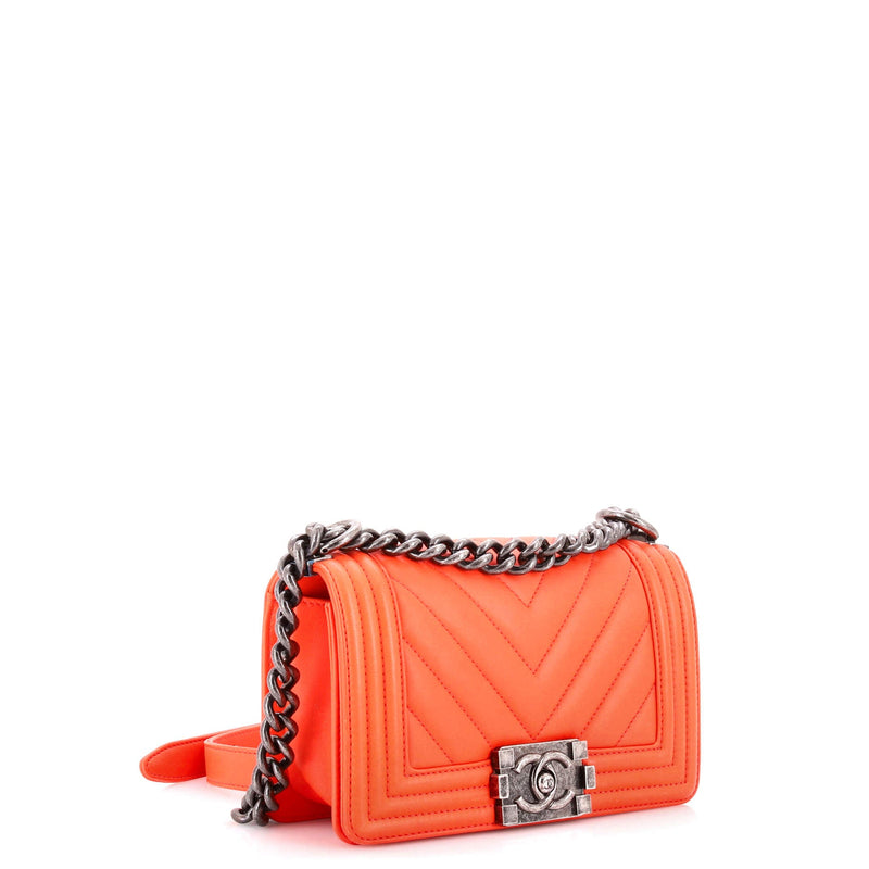 Boy Flap Bag Chevron Calfskin Small