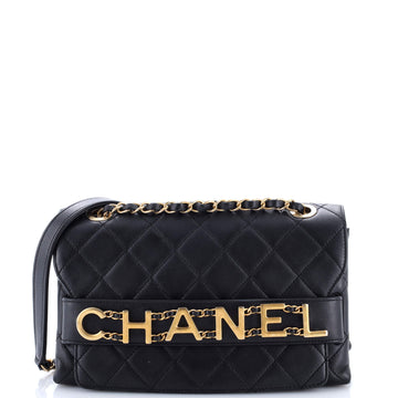 Logo Enchained Flap Bag Quilted Calfskin