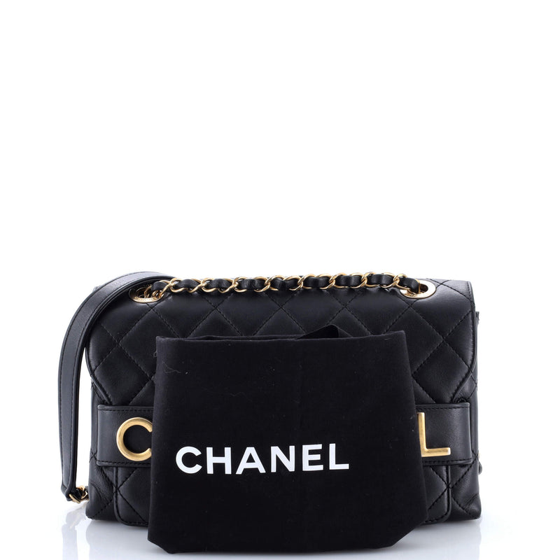 Logo Enchained Flap Bag Quilted Calfskin