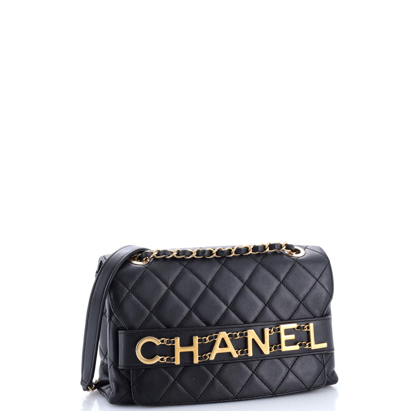 Logo Enchained Flap Bag Quilted Calfskin