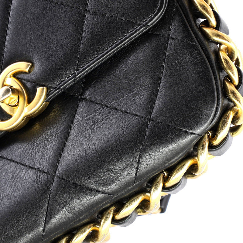 Framing Chain Flap Bag Quilted Calfskin