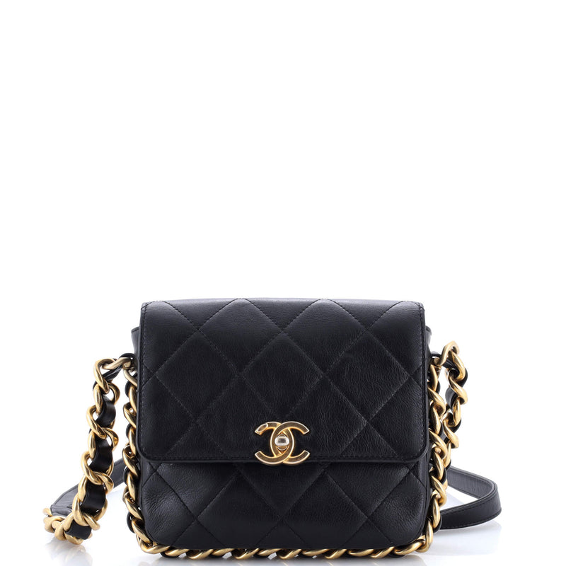 Framing Chain Flap Bag Quilted Calfskin