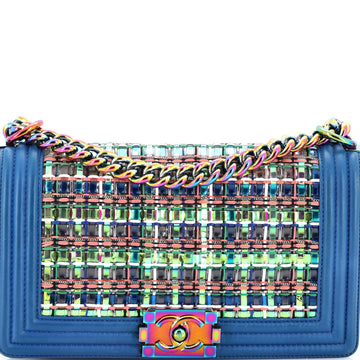 Boy Flap Bag Woven Pvc With Lambskin Old