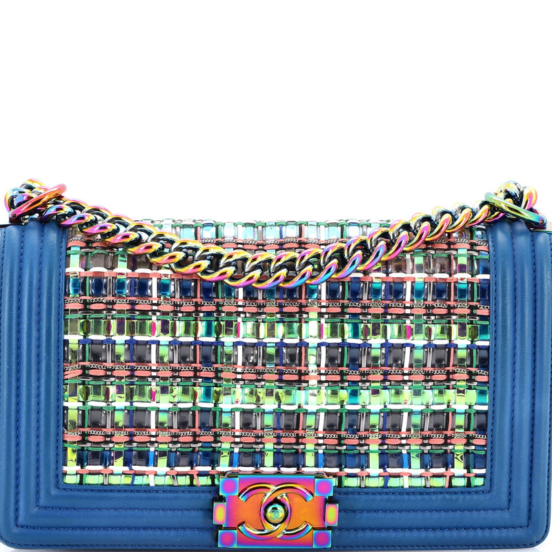 Boy Flap Bag Woven Pvc With Lambskin Old