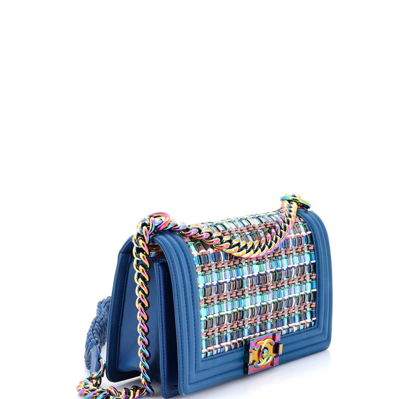 Boy Flap Bag Woven Pvc With Lambskin Old