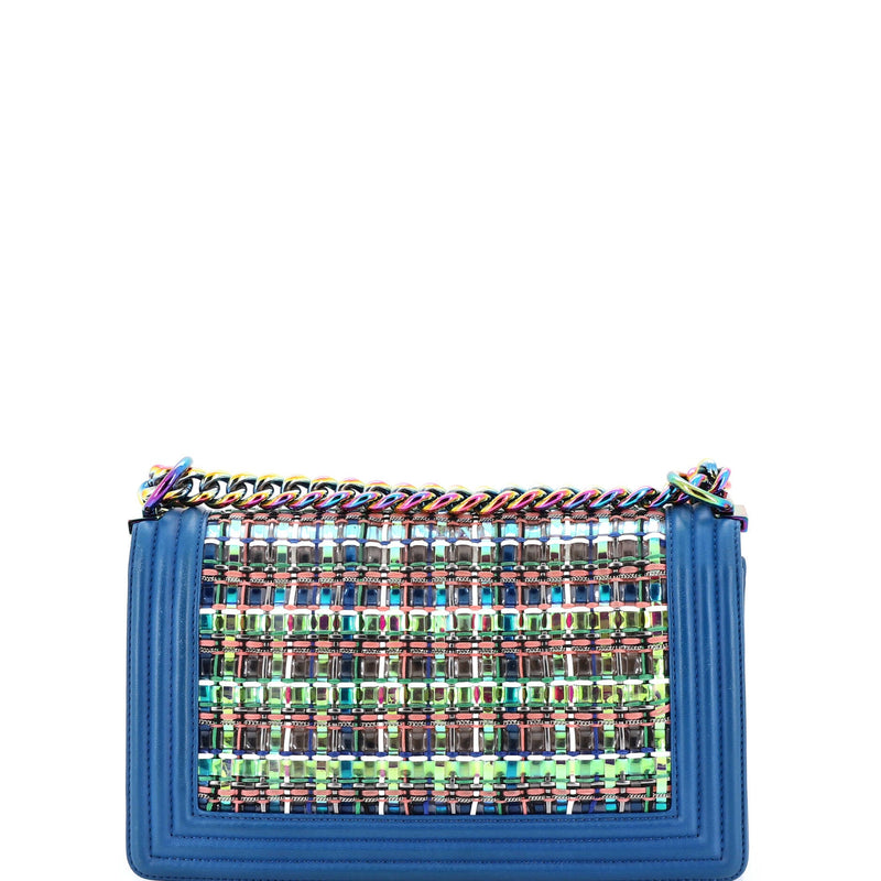 Boy Flap Bag Woven Pvc With Lambskin Old