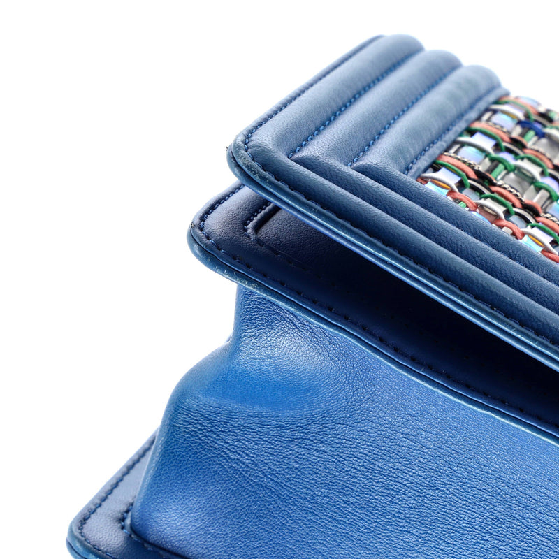 Boy Flap Bag Woven Pvc With Lambskin Old