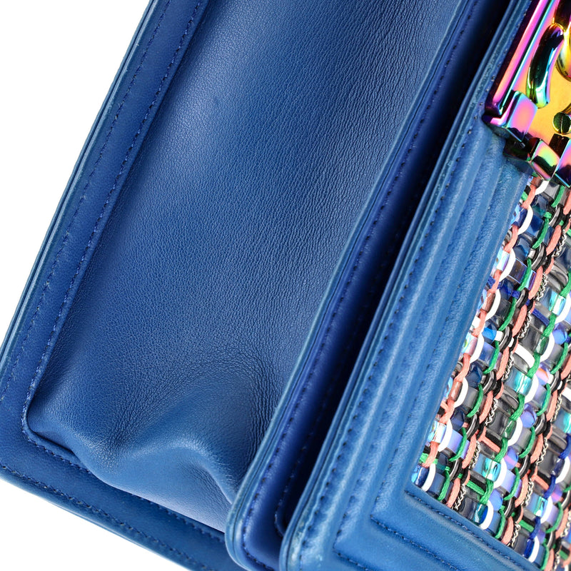 Boy Flap Bag Woven Pvc With Lambskin Old