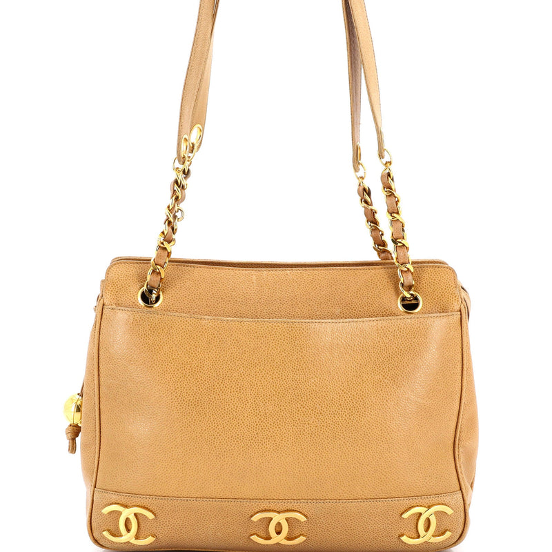 Vintage Metal Cc Shoulder Bag Caviar