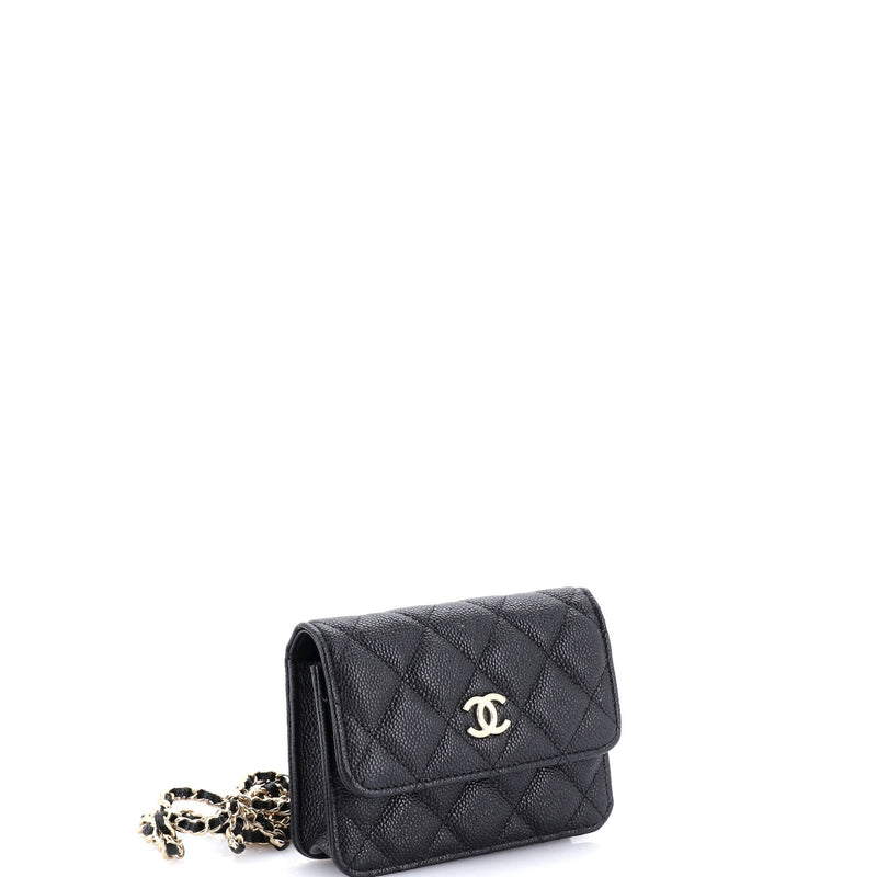 Cc Bow Belt Bag Quilted Caviar Mini