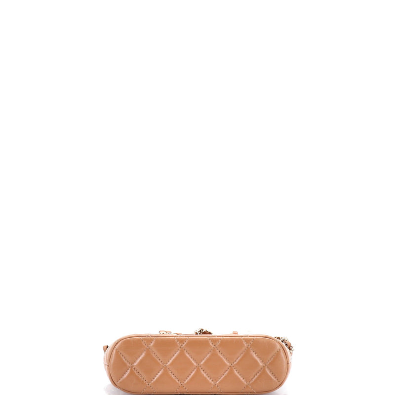 Cc Dome Zip Clutch With Chain Quilted