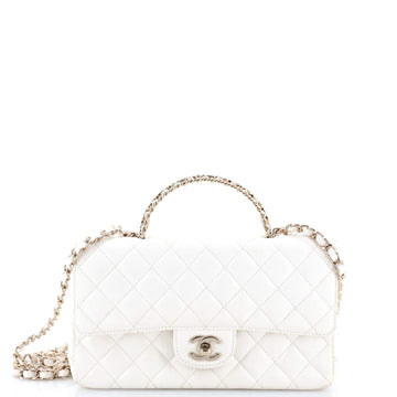Crystal Chain Flap Top Handle Bag