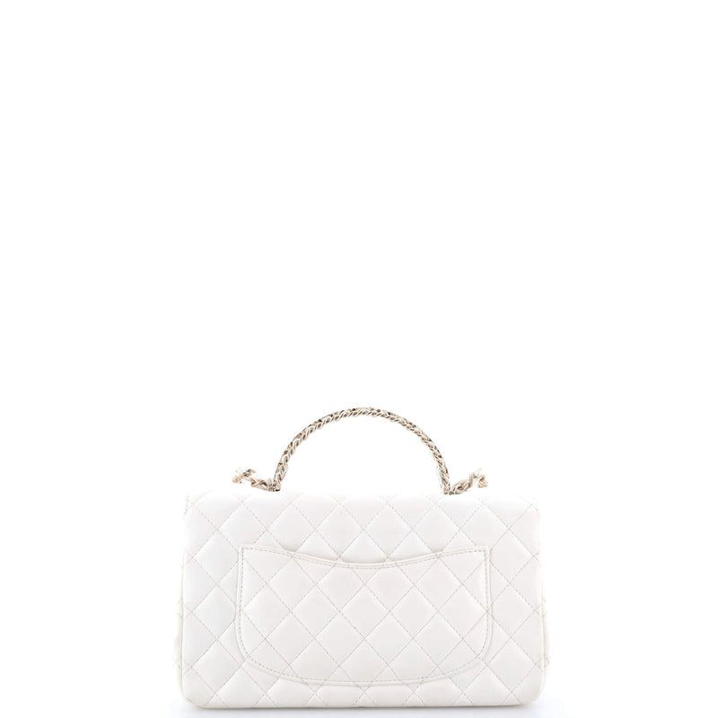 Crystal Chain Flap Top Handle Bag