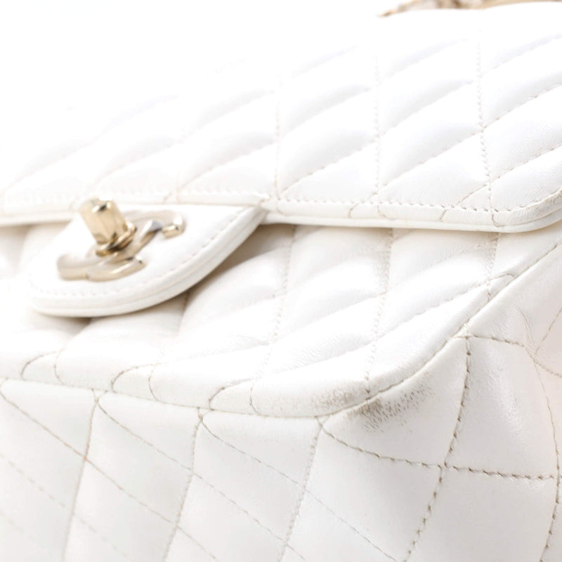 Crystal Chain Flap Top Handle Bag