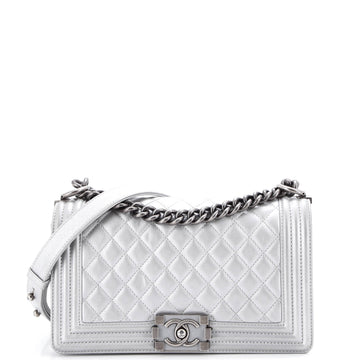 Boy Flap Bag Quilted Metallic Calfskin