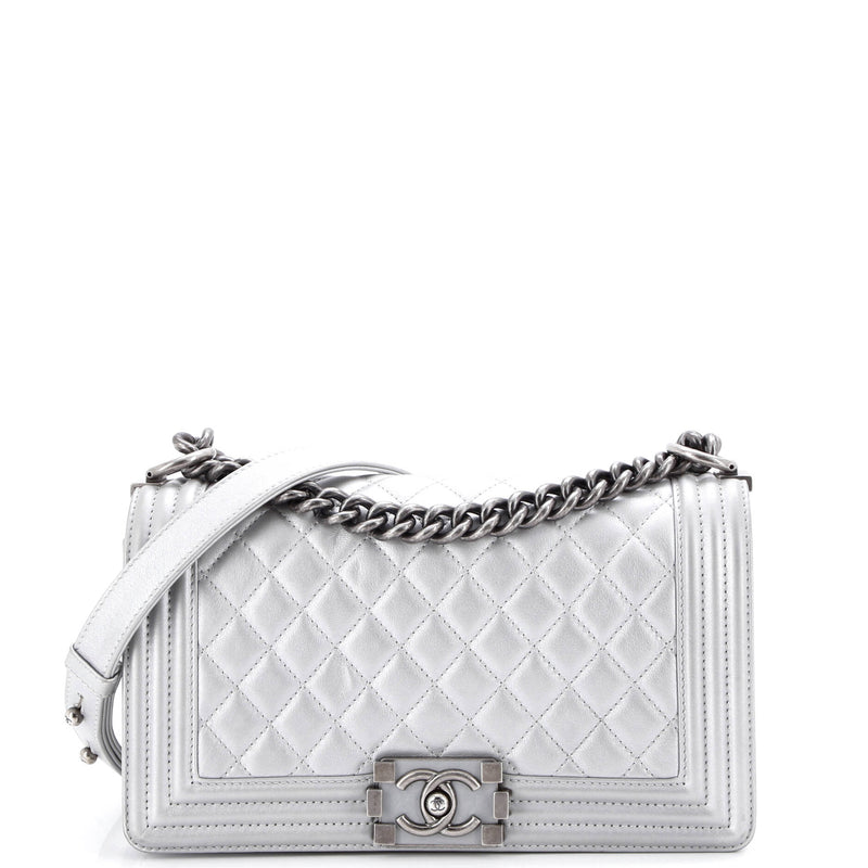 Boy Flap Bag Quilted Metallic Calfskin