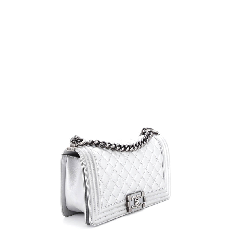 Boy Flap Bag Quilted Metallic Calfskin