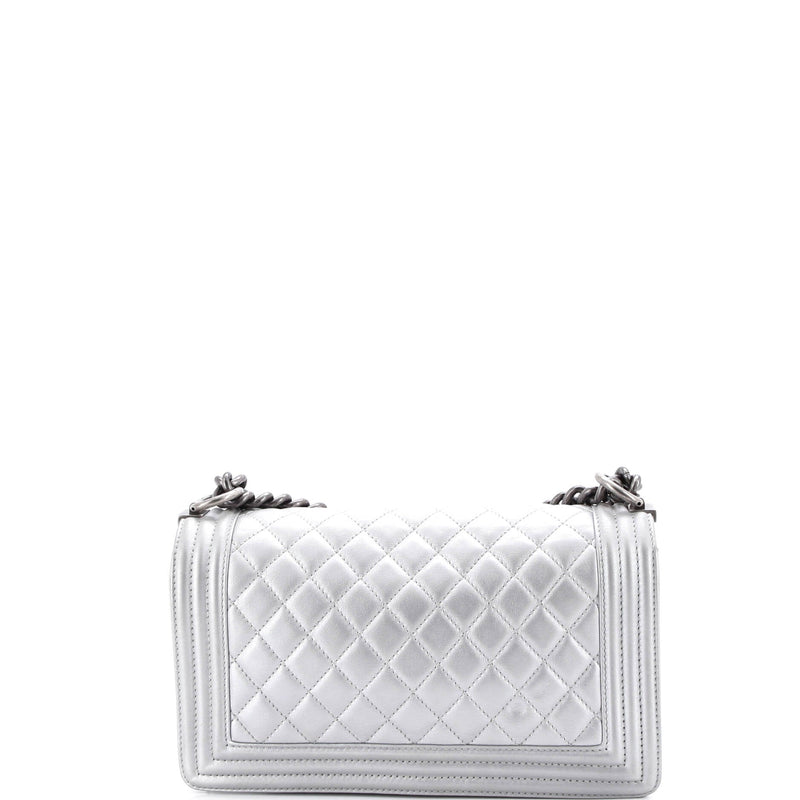 Boy Flap Bag Quilted Metallic Calfskin