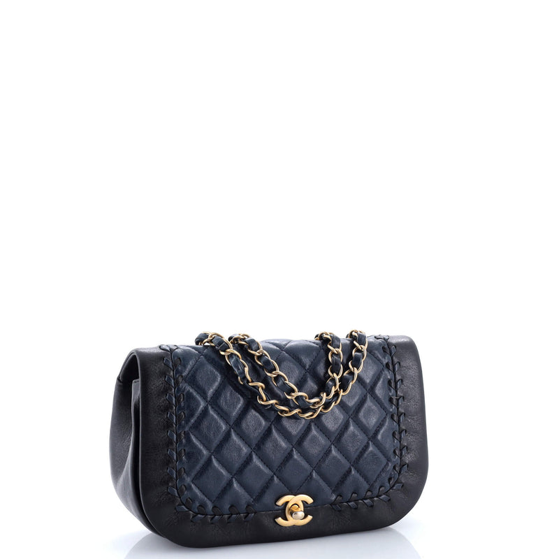 Bicolor Braided Saddle Flap Bag Quilted