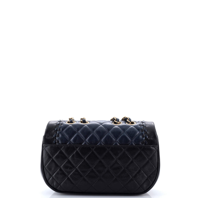Bicolor Braided Saddle Flap Bag Quilted