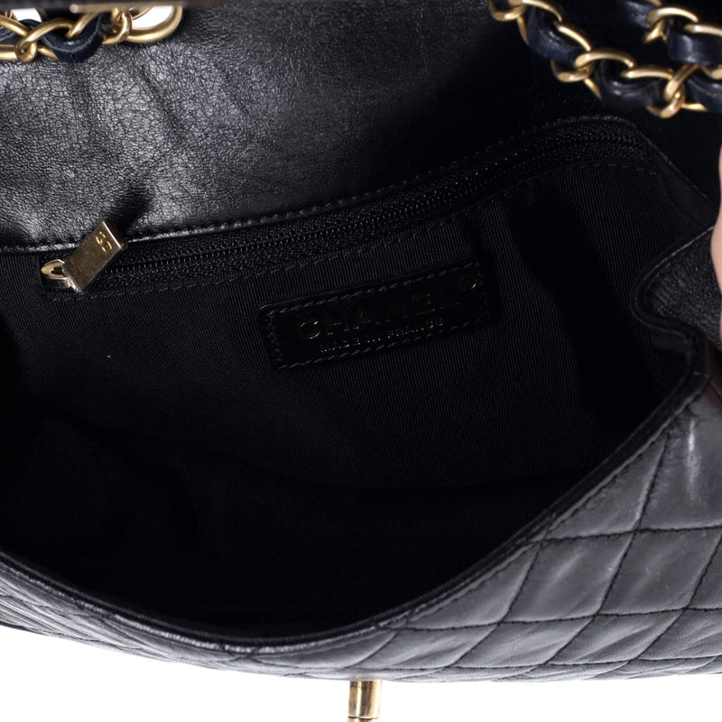 Bicolor Braided Saddle Flap Bag Quilted