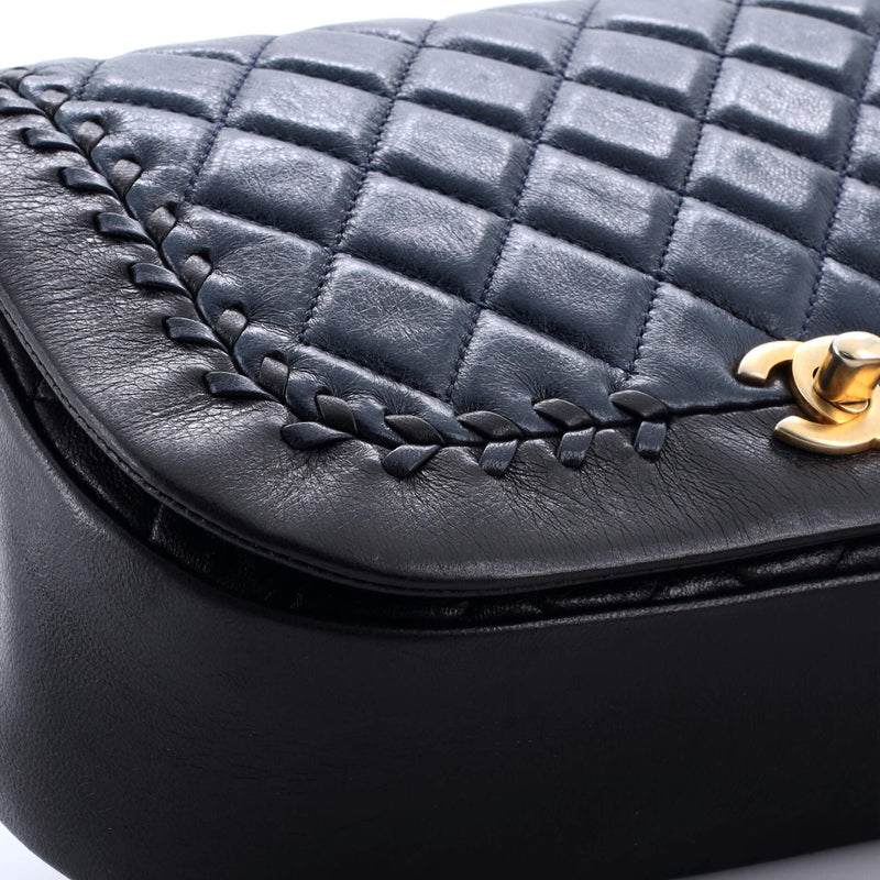 Bicolor Braided Saddle Flap Bag Quilted