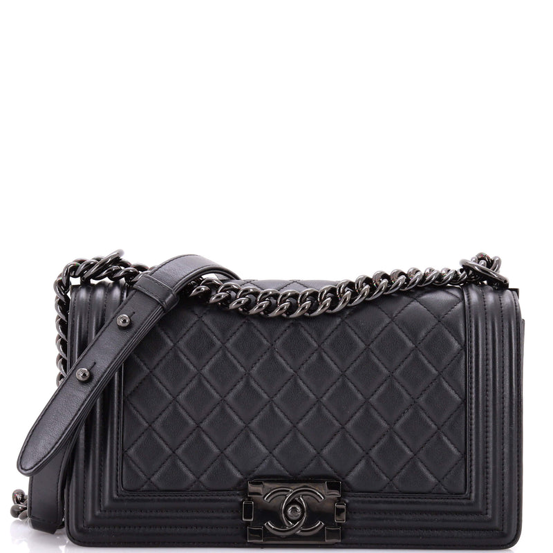So Black Boy Flap Bag Quilted Calfskin