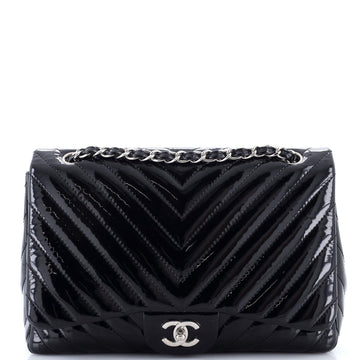 Classic Single Flap Bag Chevron Patent