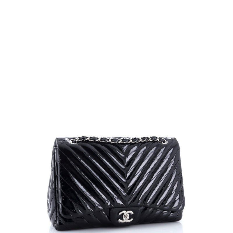 Classic Single Flap Bag Chevron Patent