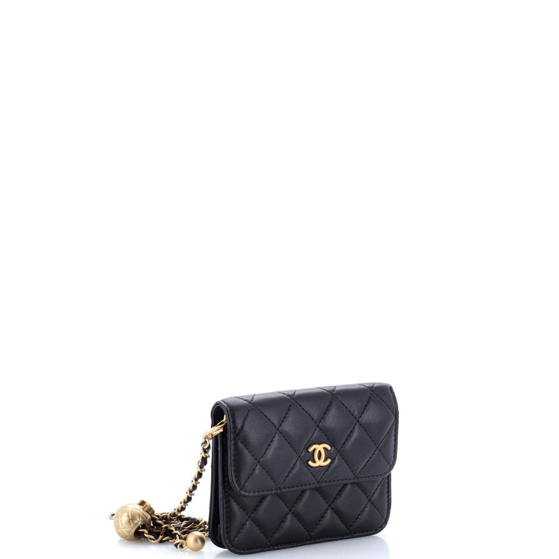 Pearl Crush Flap Clutch With Chain