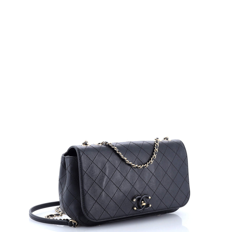 Covered Cc Flap Bag Stitched Calfskin