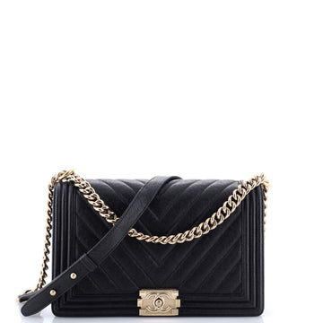 Boy Flap Bag Chevron Caviar New Medium