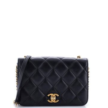 Cc Side Chain Full Flap Bag Quilted
