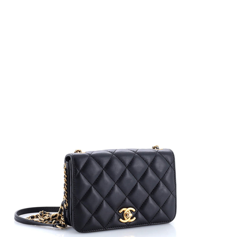 Cc Side Chain Full Flap Bag Quilted