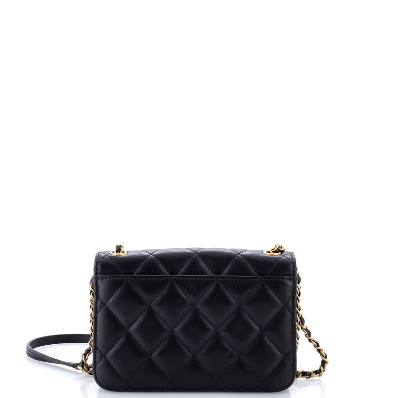 Cc Side Chain Full Flap Bag Quilted