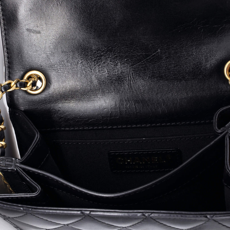 Cc Side Chain Full Flap Bag Quilted