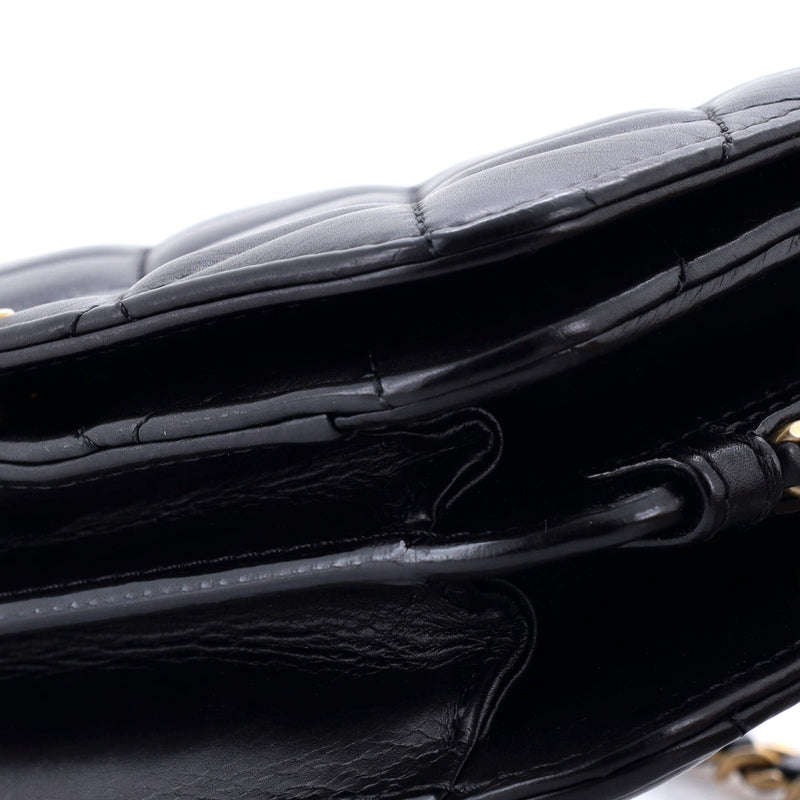 Cc Side Chain Full Flap Bag Quilted