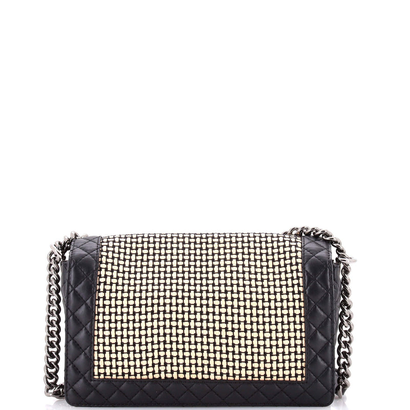 Reverso Boy Flap Bag Woven Calfskin Old