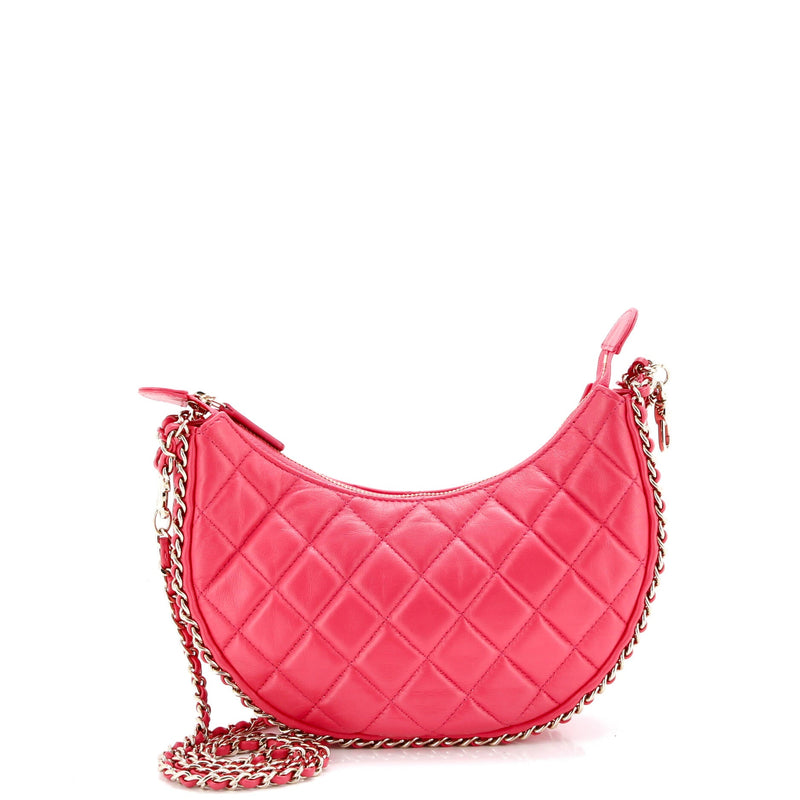 Chain Around Hook Hobo Quilted Lambskin