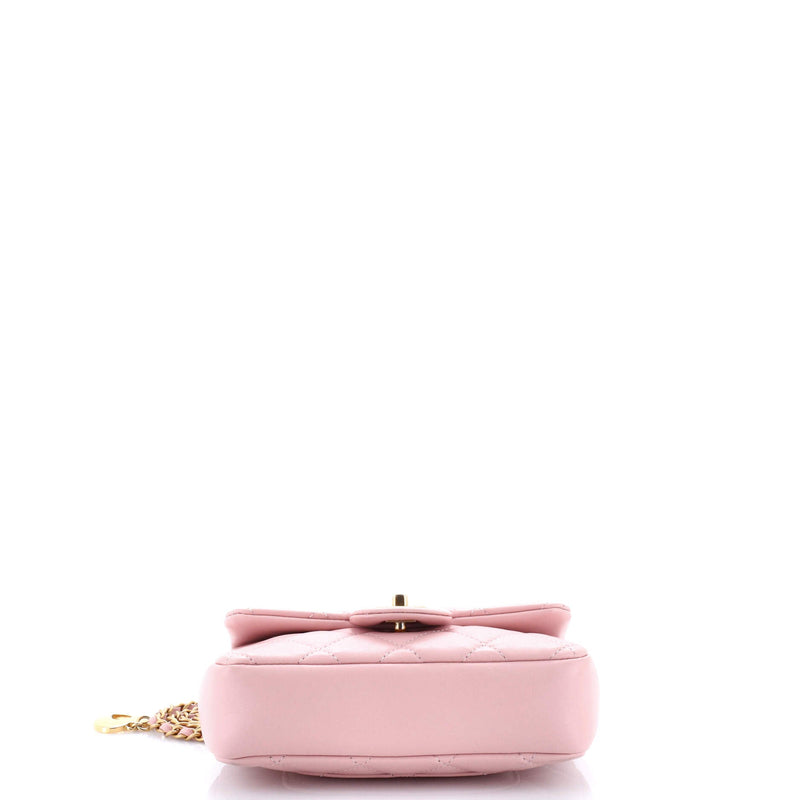 Sweet Heart Chain Flap Bag Quilted