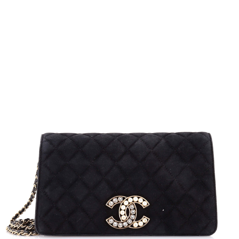 Cc Chain Full Flap Bag Quilted Suede
