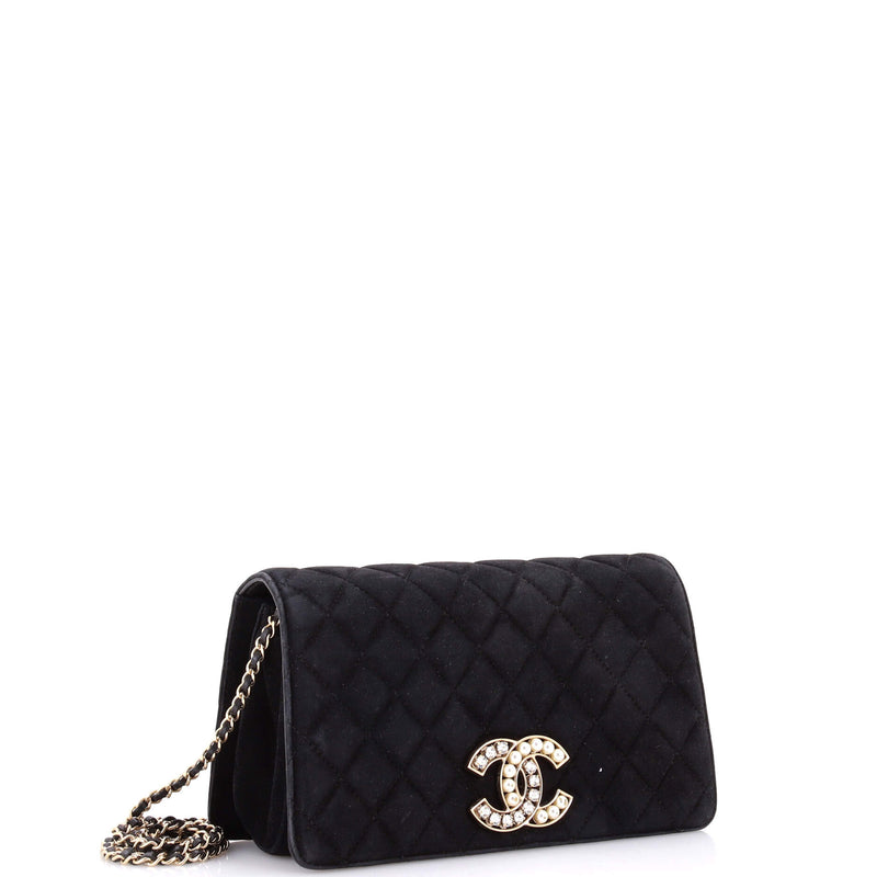 Cc Chain Full Flap Bag Quilted Suede