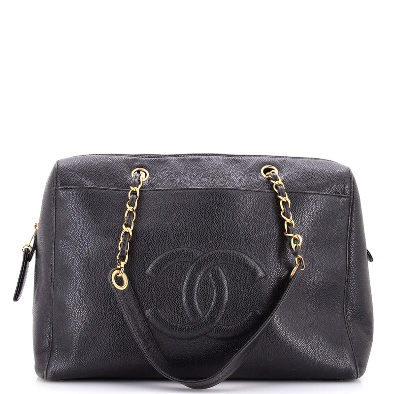 Vintage Timeless Zip Tote Caviar Medium