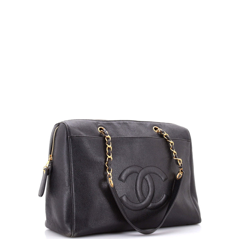 Vintage Timeless Zip Tote Caviar Medium