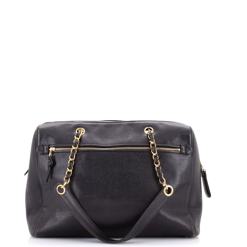 Vintage Timeless Zip Tote Caviar Medium