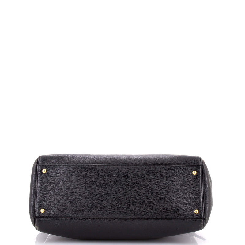 Vintage Timeless Zip Tote Caviar Medium